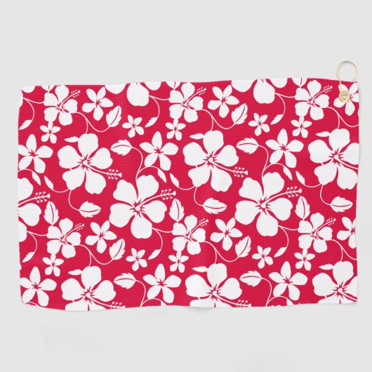 SERVIETTE DE GOLF HULA HAÏIENNE (HIBISCUS) ROUGE (Horizontal)