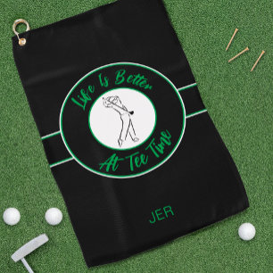 Serviette De Golf Humour de golfeur Heure de départ Sport Monogramme