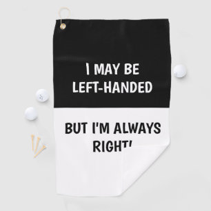 Serviette De Golf Humour des gauchers  BLANC NOIR