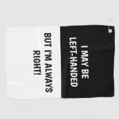 Serviette De Golf Humour des gauchers| BLANC NOIR (Horizontal)