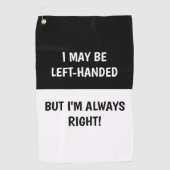 Serviette De Golf Humour des gauchers| BLANC NOIR (Devant)