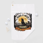 Serviette De Golf Hurlement de chien de lune d'Halloween (2) (En situation)