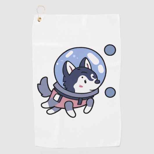 Serviette De Golf Husky Dans L'Espace Amoureux des chiens Chiot Retr (Devant)