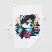 Serviette De Golf Husky Dog Pirate (En situation)