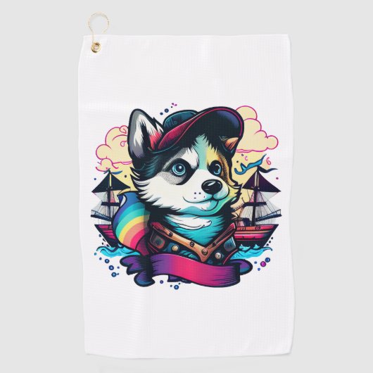 Serviette De Golf Husky Dog Pirate (Devant)