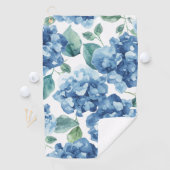 Serviette De Golf Hydrangea Blues | Fleurs à motif de fleurs aquarel (En situation)