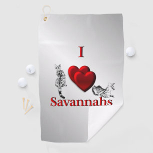 Serviette De Golf I Heart Savannah Chat Argent