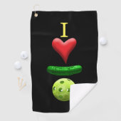 Serviette De Golf I Love Pickleball Black Sweat Towne (En situation)