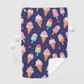 Serviette De Golf Ice cream, popsicles and cherries pattern (En situation)