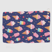 Serviette De Golf Ice cream, popsicles and cherries pattern (Horizontal)