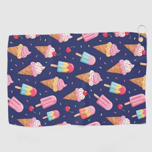 Serviette De Golf Ice cream, popsicles and cherries pattern (Horizontal)