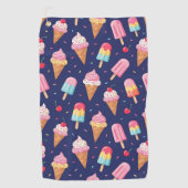 Serviette De Golf Ice cream, popsicles and cherries pattern (Devant)
