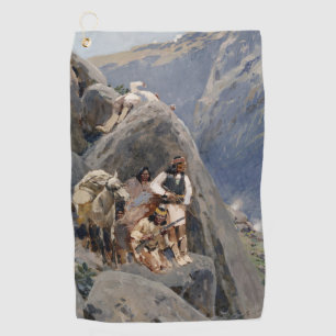 Serviette De Golf Icônes amérindiennes : Guerriers Apaches, Cavaleri