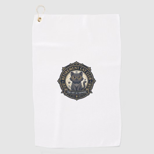 Serviette De Golf Idée cadeau chat papa chat retraite - Chat de retr (Devant)