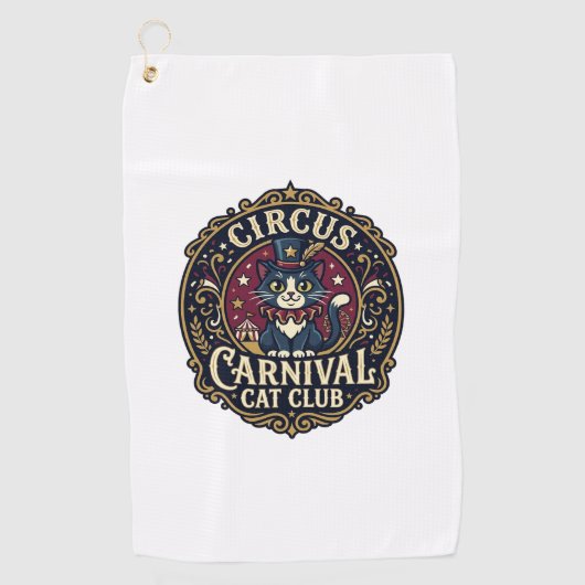 Serviette De Golf Idée cadeau pour papa de chat de carnaval de cirqu (Devant)