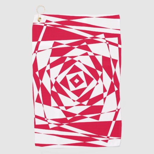Serviette De Golf Illusion abstraite rouge blanc (Devant)