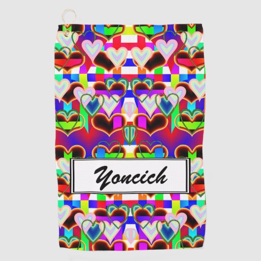 Serviette De Golf Illusion des coeurs par Kenneth Yoncich (Devant)