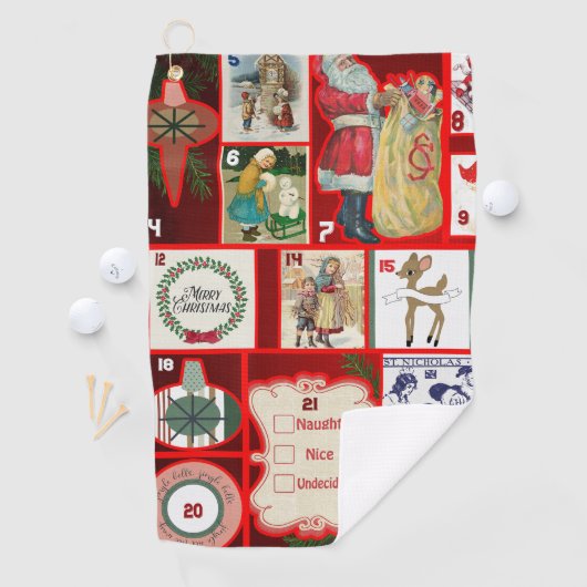 Serviette De Golf Illustration Carrée de l'Avent de Bloc de Noël (En situation)