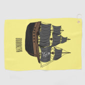 Serviette De Golf Illustration de bateau pirate (Horizontal)