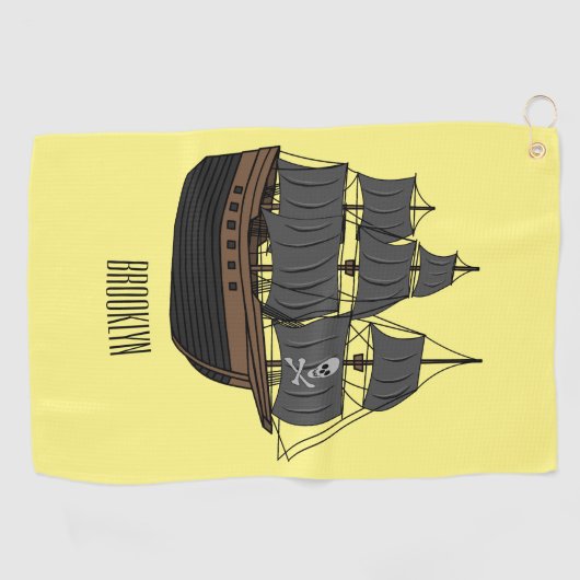 Serviette De Golf Illustration de bateau pirate (Horizontal)