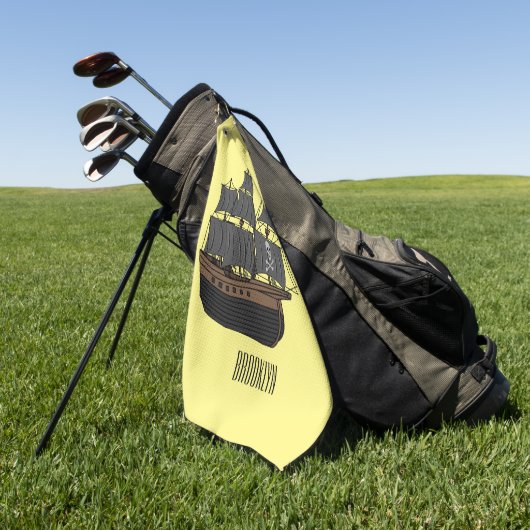 Serviette De Golf Illustration de bateau pirate (Vert)