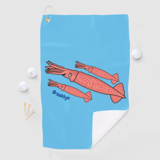 Serviette De Golf Illustration de calamar rose (En situation)