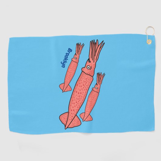 Serviette De Golf Illustration de calamar rose (Horizontal)