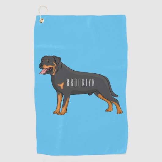 Serviette De Golf Illustration de chien Rottweiler (Devant)