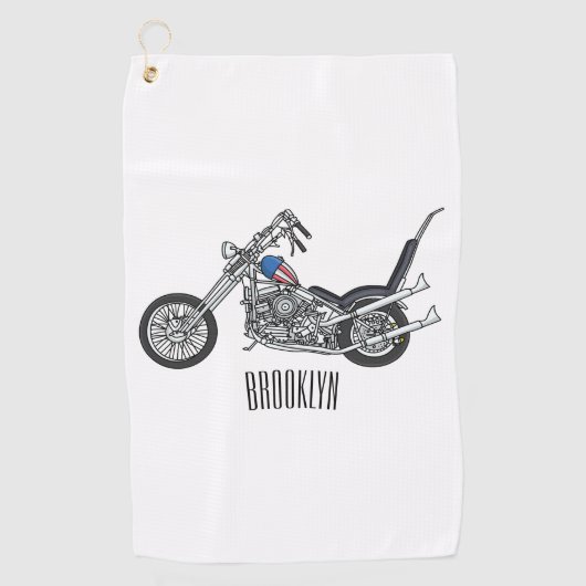 Serviette De Golf Illustration de Chopper Motorcycle 1950 (Devant)