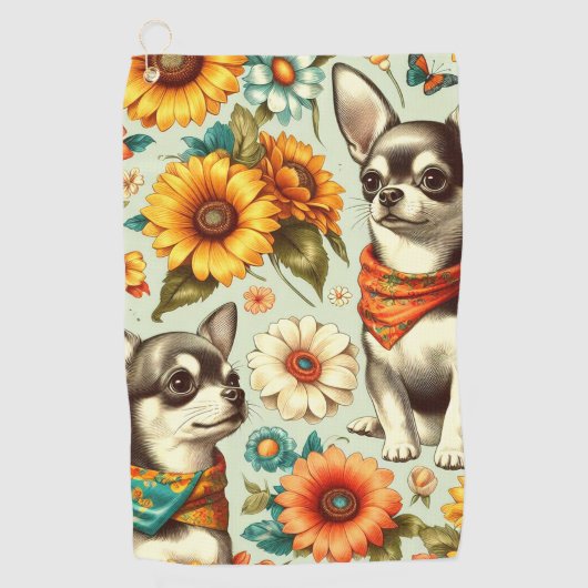 Serviette De Golf Illustration de Cute Retro Chihuahua (Devant)