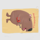 Serviette De Golf Illustration de dessin animé de capybara ukulele (Horizontal)