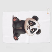 Serviette De Golf Illustration de dessin animé d'ours panda assis (Horizontal)