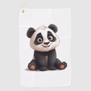 Serviette De Golf Illustration de dessin animé d'ours panda assis