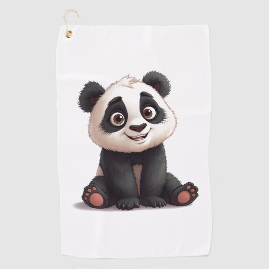 Serviette De Golf Illustration de dessin animé d'ours panda assis (Devant)