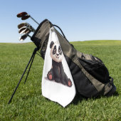 Serviette De Golf Illustration de dessin animé d'ours panda assis (Vert)