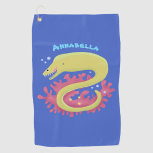 Serviette De Golf Illustration de dessin animé drôle d'anguille vert