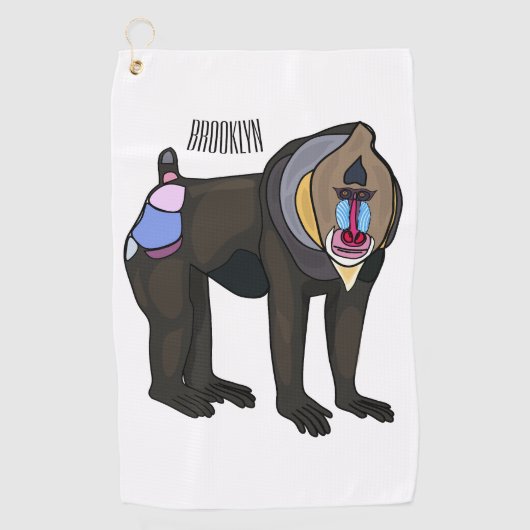 Serviette De Golf Illustration de dessin animé Mandrill (Devant)
