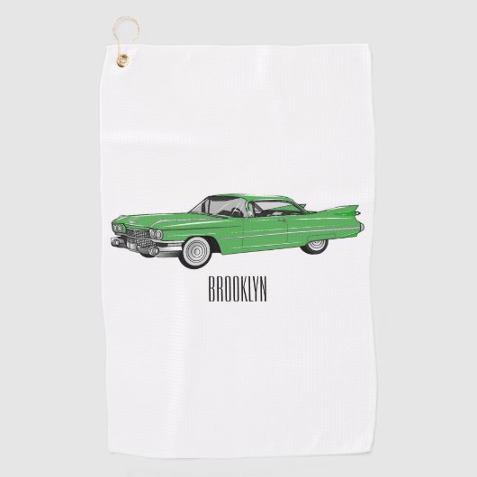 Serviette De Golf Illustration de dessin de voiture classique 1959 (Devant)
