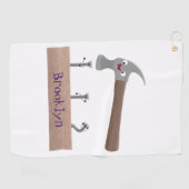 Serviette De Golf Illustration de dessin mignon, marteau et ongles (Horizontal)