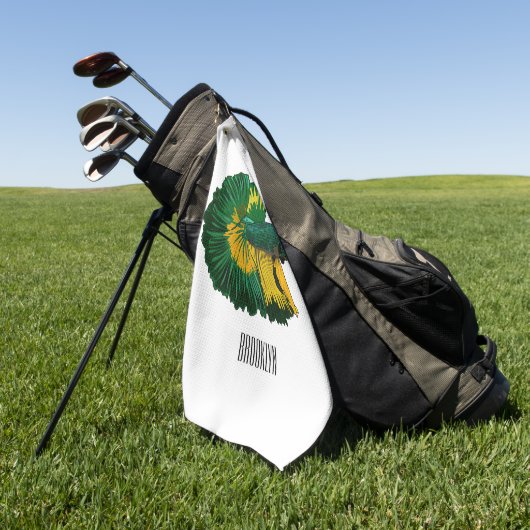 Serviette De Golf Illustration de la caricature de poisson de combat (Vert)