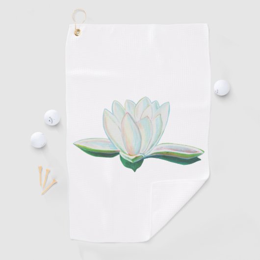 Serviette De Golf Illustration de la fleur de lotus blanc (En situation)