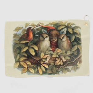 Serviette De Golf Illustration de la nature des hiboux et des fées e