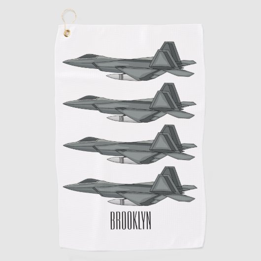 Serviette De Golf Illustration de l'avion de chasse (Devant)