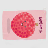 Serviette De Golf Illustration de litchee rose mignon (Horizontal)