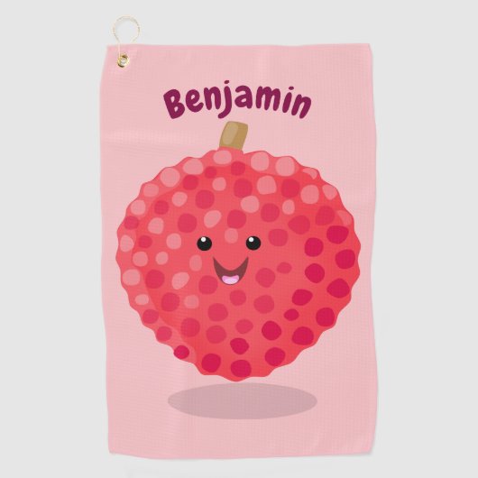 Serviette De Golf Illustration de litchee rose mignon (Devant)