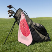 Serviette De Golf Illustration de litchee rose mignon (Vert)
