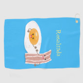 Serviette De Golf Illustration de l'oeuf de Cute kawaii et du bacon (Horizontal)