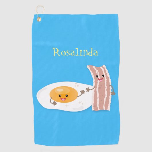 Serviette De Golf Illustration de l'oeuf de Cute kawaii et du bacon (Devant)