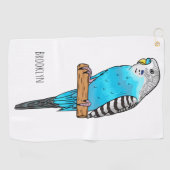 Serviette De Golf Illustration de l'oiseau bleu budgerigar (Horizontal)