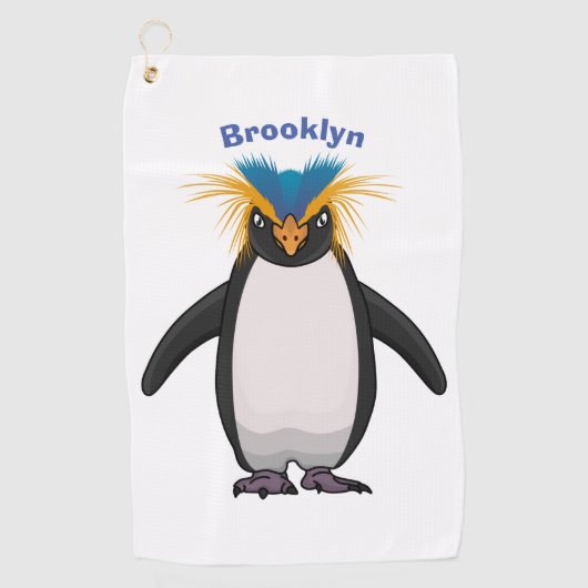 Serviette De Golf Illustration de mignon macaroni pingouin (Devant)